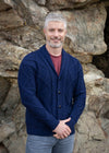 Aran Men's Shawl Button Cardigan | Blue