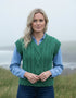 Women's V Neck Aran Vest | Green