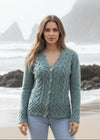 IrelandsEye Horseshoe Aran Cardigan | Ocean Mist