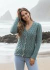 IrelandsEye Horseshoe Aran Cardigan | Ocean Mist