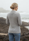 IrelandsEye Women's Horseshoe Aran Cardigan | Light Grey