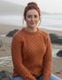 Ladies Slim-Fit Aran Sweater | Terracotta