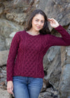 IrelandsEye Lambay Aran Sweater | Claret
