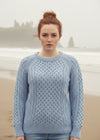 Ladies Slim-Fit Aran Sweater | Sky Blue