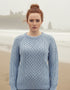Ladies Slim-Fit Aran Sweater | Sky Blue