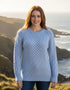 Ladies Slim-Fit Aran Sweater in Sky Blue | Premium Merino Wool