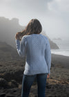 Ladies Slim-Fit Aran Sweater | Sky Blue
