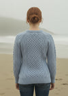 Ladies Slim-Fit Aran Sweater | Sky Blue