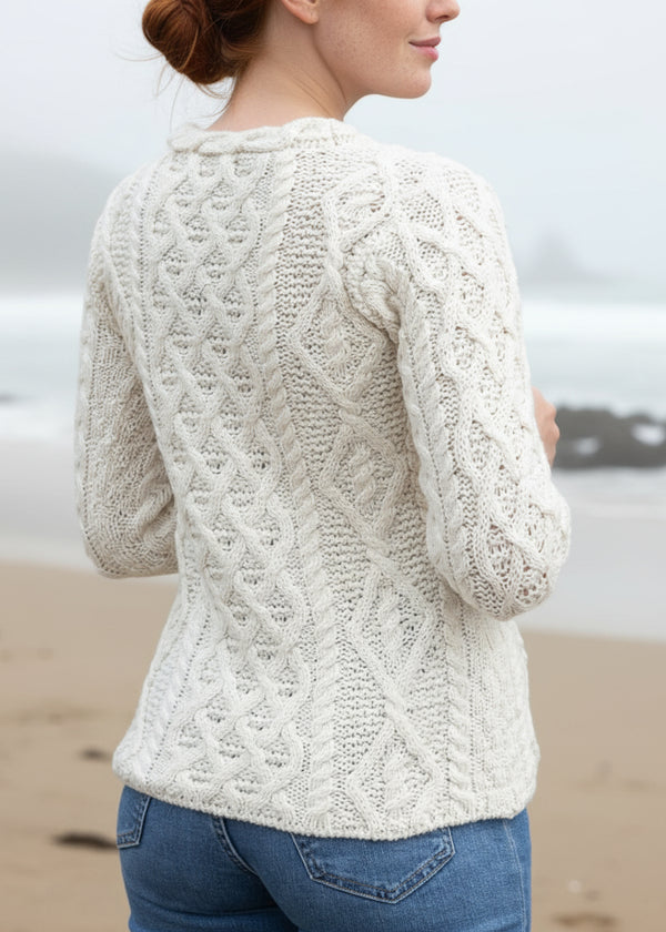 IrelandsEye Lambay Aran Sweater | Silver Marl