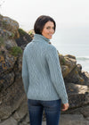 Aran Bikers Claddagh Side Zip Cardigan | Aqua