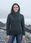 Aran Bikers Claddagh Side Zip Cardigan | Army Green