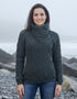 Aran Bikers Claddagh Side Zip Cardigan | Army Green