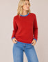 Slaney Crew Neck Sweater - Wool Cashmere Blend | Chilli Red
