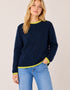 Pull Slaney à col rond - Mélange laine et cachemire | Bleu marine profond