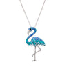 Blue Flamingo Pendant in Sterling Silver