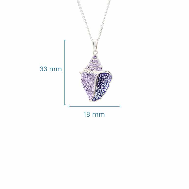 Sterling Silver Purple Crystal Shell Necklace
