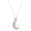 Sterling Silver Seahorse Pearl Necklace with Sapphire Crystals