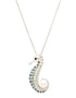 Sterling Silver Seahorse Pearl Necklace with Sapphire Crystals