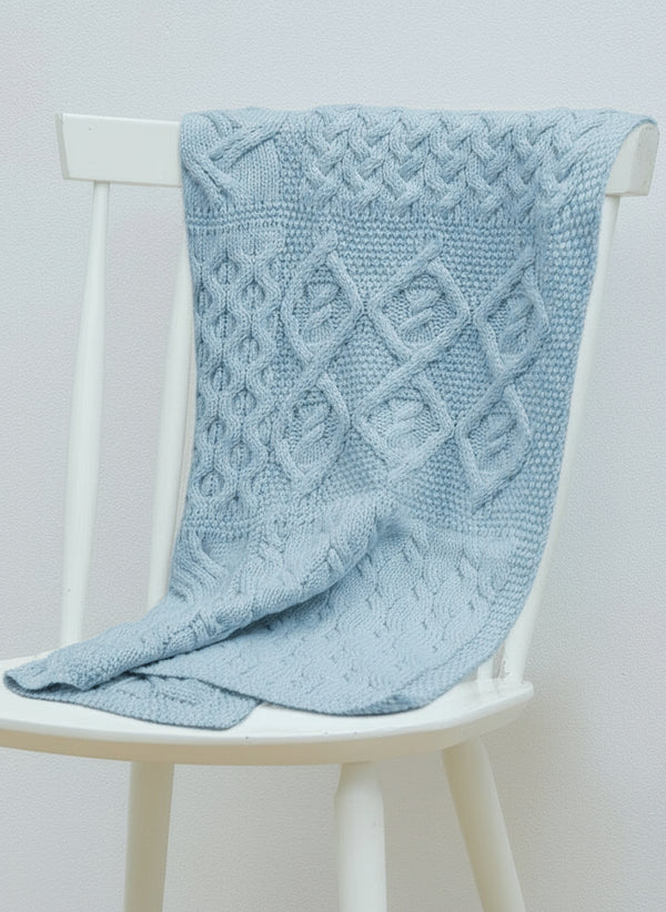 Supersoft Merino Wool Baby Irish Blanket | Blue Sail