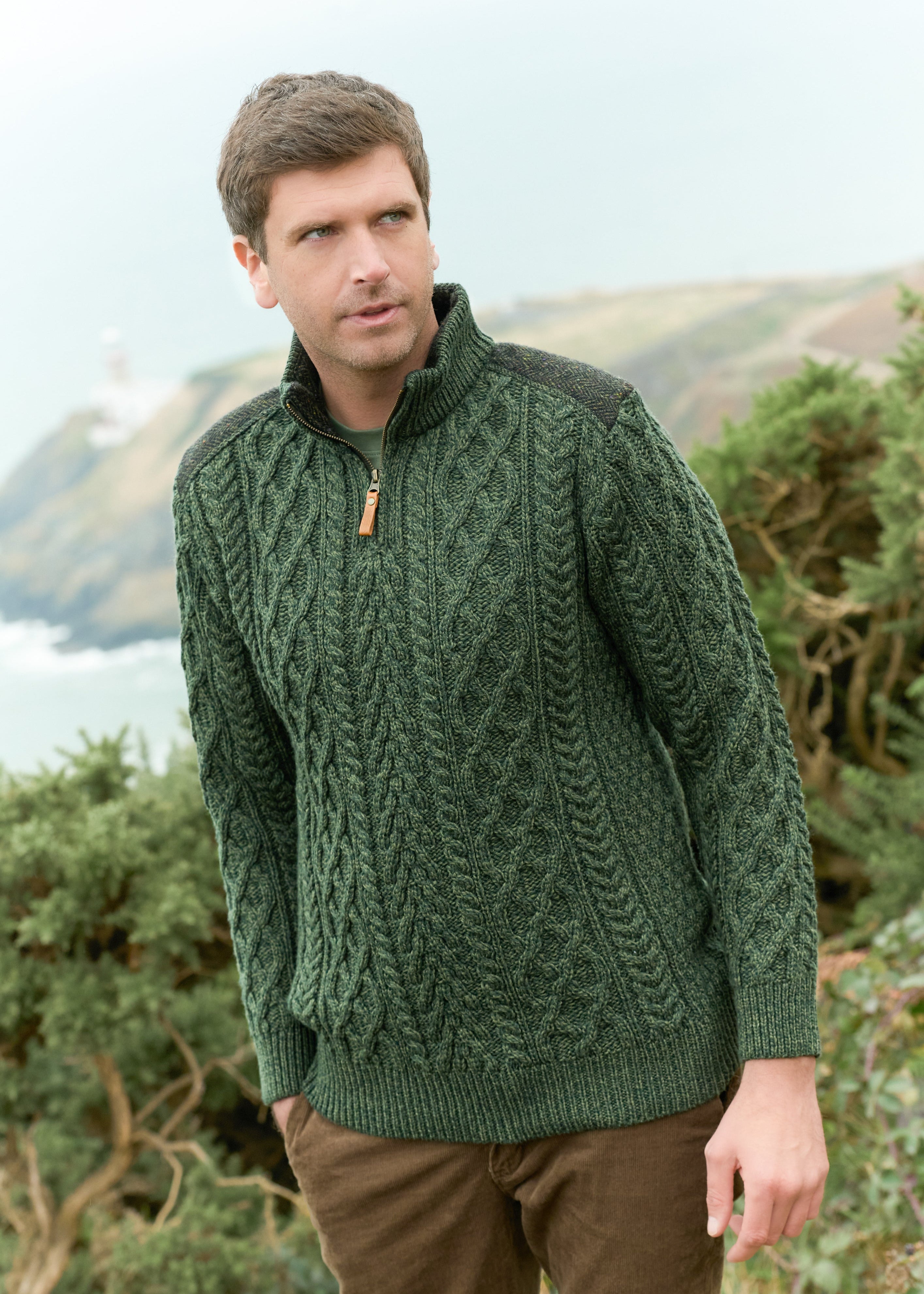 Aran Tweed Zip Sweater