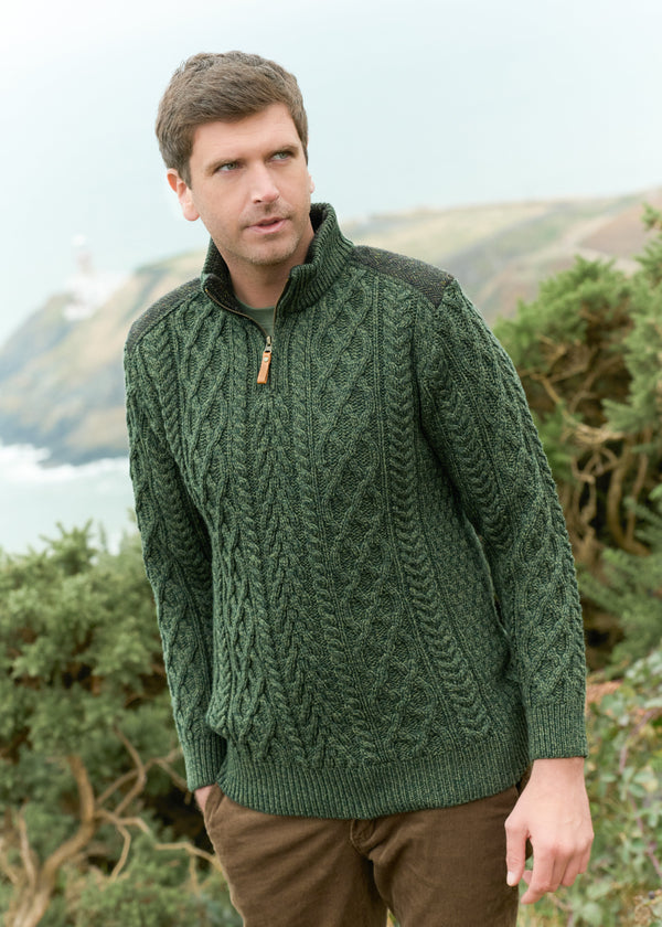 Aran Tweed Zip Sweater