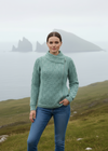 Claddagh Zip Skellig Aran Cardigan | Aqua