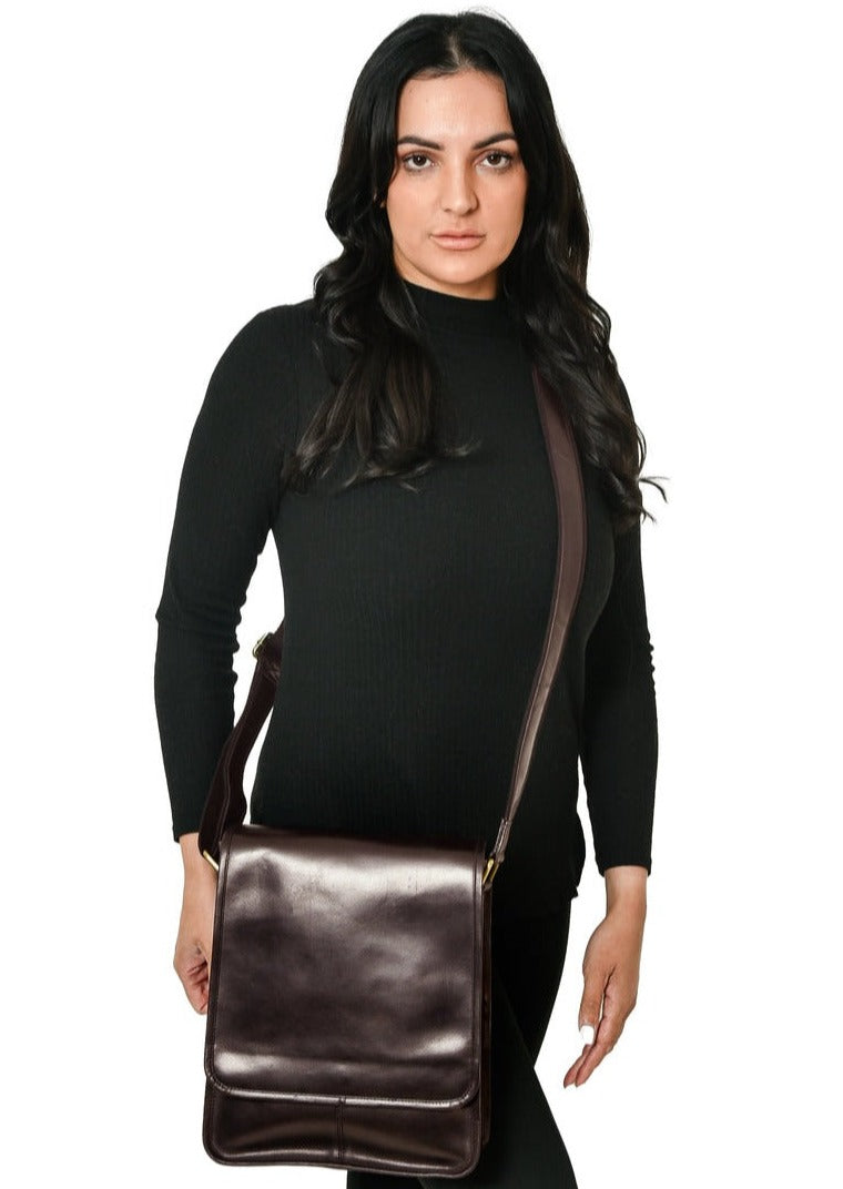 Luxury Irish Leather Messenger Bag - Brown