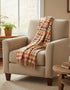 Lambswool Throw Beige Green Rust Maroon Check