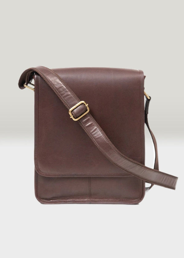 Luxury Irish Leather Messenger Bag - Brown