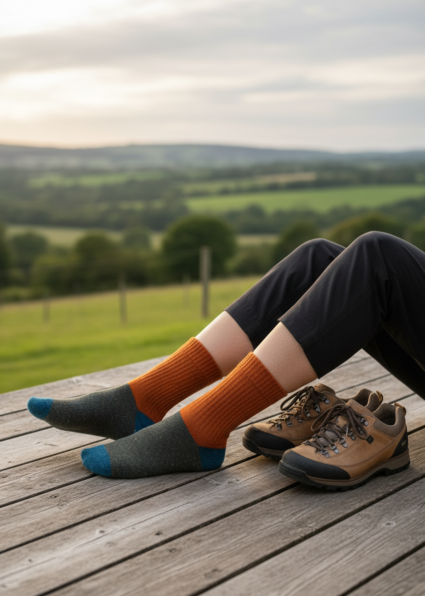 Tricolor 100% Merino Wool Socks | Orange