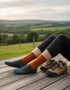 Tricolor 100% Merino Wool Socks | Orange