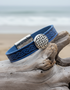 Trinity Blue Celtic Cuff Leather Bracelet