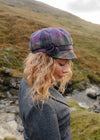 Ladies Tweed Rosette Hat | Purple Green Plaid