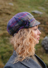 Ladies Tweed Rosette Hat | Purple Green Plaid