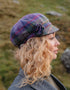 Ladies Tweed Rosette Hat | Purple Green Plaid