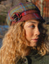 Ladies Tweed Rosette Hat | Blue Green & Orange Plaid
