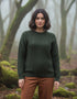 Unisex Aran Crew Neck Merino Wool Sweater | Green