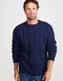 Unisex Aran Handknit Crew Neck Sweater - Atlantic | 100% Merino Wool