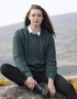 Unisex Aran Sweater | Moss Green Irish Wool | Traditional Cable Knit