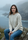 Unisex Aran Wool Sweater | Flecked Cream