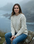 Unisex Aran Wool Sweater | Flecked Cream