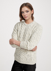 Unisex Aran Wool Sweater | Flecked Cream
