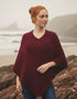 Aran Merino Wool V Poncho | Raspberry - Clearance
