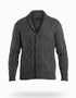 Gilet cardigan homme en maille Aran anthracite à col châle | Tricot irlandais traditionnel à torsades