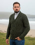 Aran Men's Shawl Button Cardigan | Army Green - Clearance