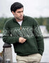 Aran Crafts Celtic Jacquard Zip Sweater | Green