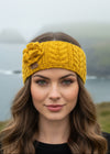 Aran Knitted Flower Wool Headband | Sunflower