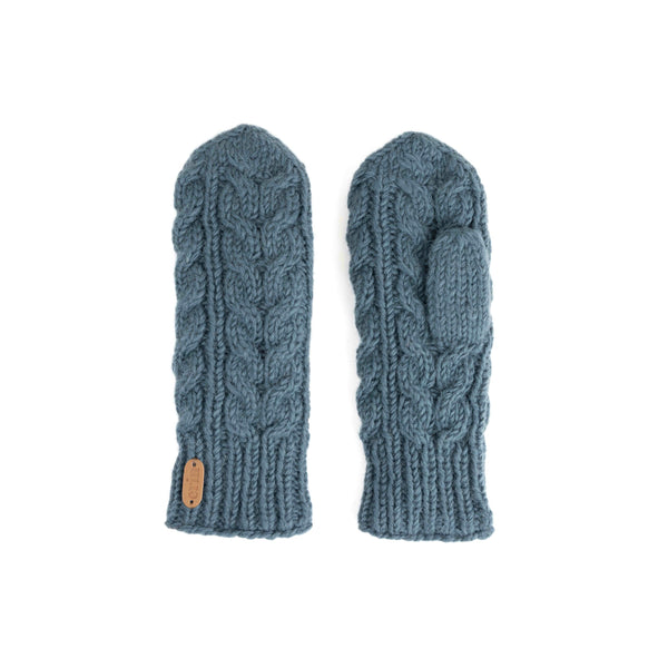 Aran Cable Mittens | Denim