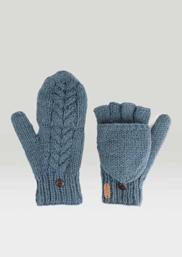 Aran Cable Hunter Gloves - Denim