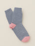 West Of Ireland Merino Socks | Denim Pink Toe